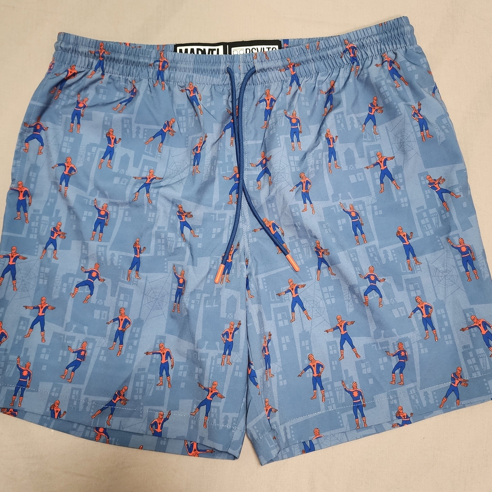 Marvel Rsvlts Men’s Large Light Blue Spider-Man Print Hybrid Shorts